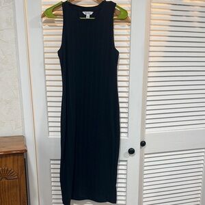 H&M Black Ribbed Midi Dress